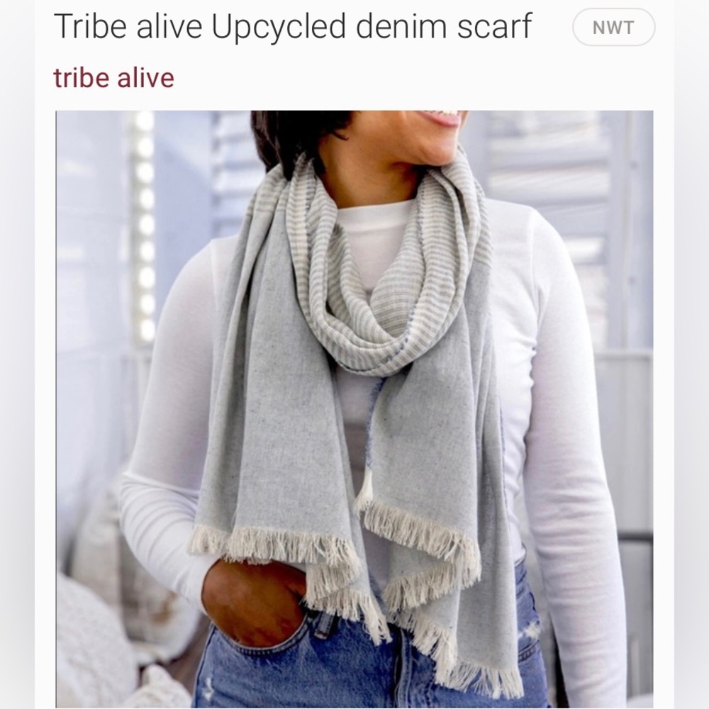 Be Kind Tribe Alive upcycled denim scarf